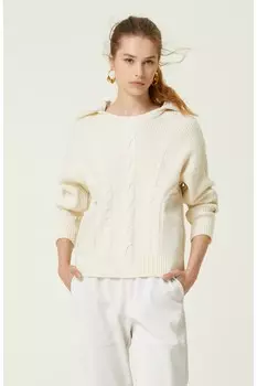 Вязаный свитер с волосами цвета экрю Network, экрю