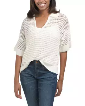 Вязаный свитер с воротником New Max Studio London, слоновая кость