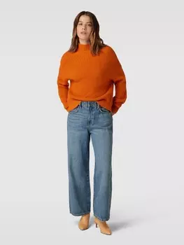 Вязаный свитер с воротником стойкой и спущенными плечами Jake*s Casual, оранжевый