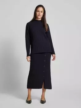 Вязаный свитер с воротником-стойкой Milano Italy, темно-синий