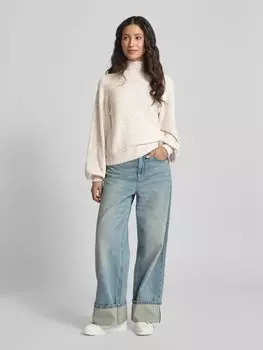 Вязаный свитер с воротником-стойкой модель «Казинна» moves, кремовый