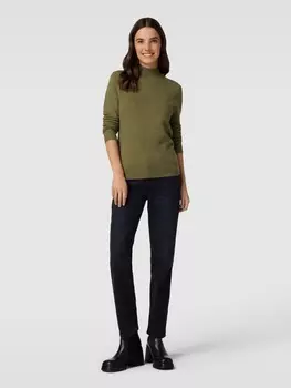 Вязаный свитер с воротником стойкой Montego, хаки