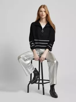 Вязаный свитер с воротником-тройером, модель 'NEWALICE' Noisy May, черный