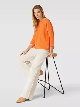 Вязаный свитер с вырезом-лодочкой comma Casual Identity, оранжевый