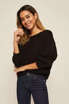 Вязаный свитер с вырезом лодочкой Friends Like These, черный