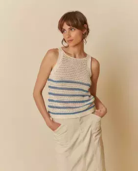 Вязаный свитер с вырезом-лодочкой на бретелях Indi & Cold, индиго