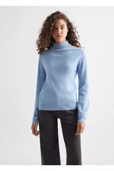 Вязаный свитер с вырезом Mango, синий