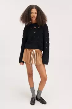 Вязаный свитер с вырезом Monki, черный