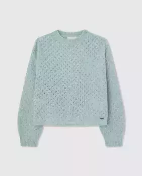 Вязаный свитер с вырезом на спине для девочки Pepe Jeans, зеленый