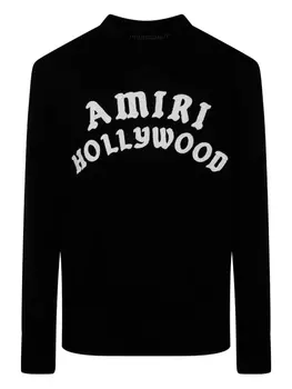 Вязаный свитер с вышитым логотипом AMIRI Hollywood, черный