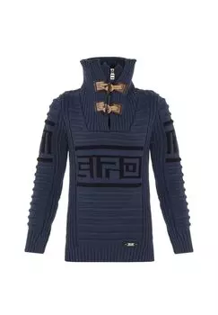 Вязаный свитер с высоким воротником CIPO & BAXX, индиго