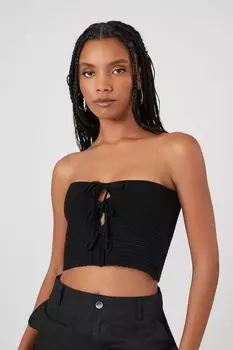 Вязаный свитер с завязками спереди без рукавов Forever 21, черный
