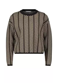 Вязаный свитер с жаккардом BETTY & CO, черно-темно-серый