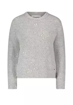 Вязаный свитер с жемчугом BETTY & CO, цвет Light Silver Melange