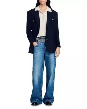 Вязаный свитер Sandro Poppy Pointelle, слоновая кость/кремовый