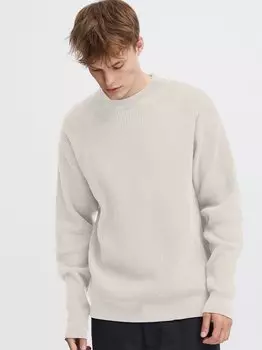 Вязаный свитер сдхами Solid, бежевый