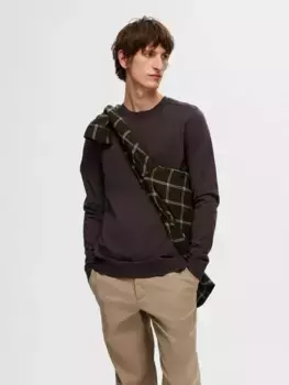 Вязаный свитер SELECTED HOMME "SLHBERG CREW NECK NOOS", шоколадный