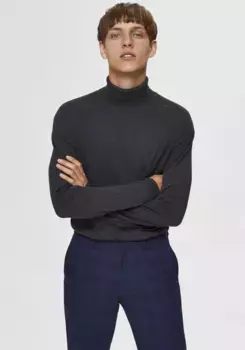 Вязаный свитер SELECTED HOMME "SLHBERG ROLL NECK NOOS", антрацит