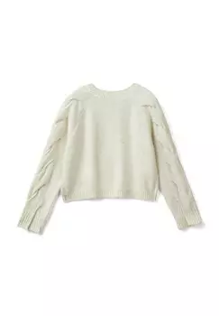 Вязаный свитер SEQUIN WITH CABLE PATTERN ON SLEEVES United Colors of Benetton, кремовый