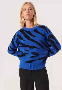 Вязаный свитер SLCABBA PULLOVER LS Soaked in Luxury, синий