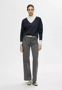 Вязаный свитер SLFLULU NEW V NECK NOOS Selected, синий