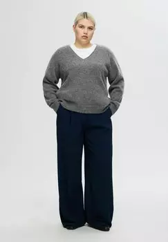 Вязаный свитер SLFLULU NEW V NECK NOOS Selected, цвет Medium Grey Melange