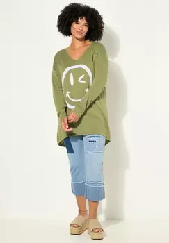 Вязаный свитер SMILEY V-NECK LONG SLEEVES Angel of Style, темно-зеленый