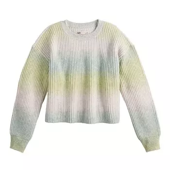 Вязаный свитер SO с круглым вырезом для девочек 6–20 лет стандартного и большого размера, цвет Multi Ombre