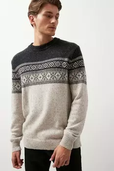 Вязаный свитер со скандинавским узором Next, экрю