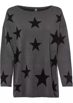 Вязаный свитер со звездным принтом Rainbow, серый