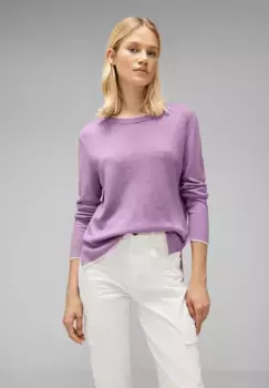 Вязаный свитер STREET ONE, двусторонний, цвет Pure Lilac Melange