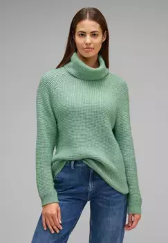 Вязаный свитер STREET ONE, крупная вязка, зеленый
