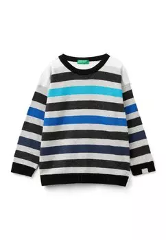 Вязаный свитер STRIPED United Colors of Benetton, цвет grey