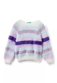 Вязаный свитер STRIPED United Colors of Benetton, синий