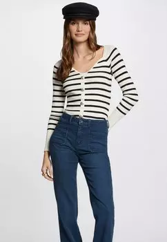 Вязаный свитер STRIPPED V-NECK Morgan, цвет ivoire