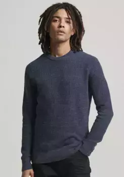 Вязаный свитер Superdry "TEXTURED CREW KNIT JUMPER" со структурированным вафельным узором, цвет Eclipse Navy Heather