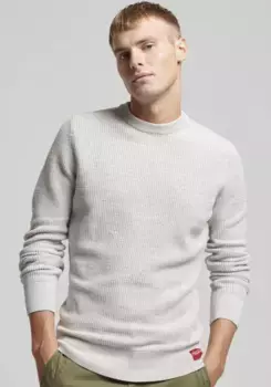 Вязаный свитер Superdry "TEXTURED CREW KNIT JUMPER" со структурированным вафельным узором, серый