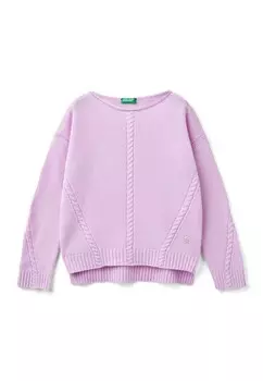Вязаный свитер SWAROVSKY LOGO United Colors of Benetton, сирень