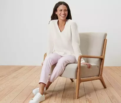 Вязаный свитер Tchibo, кремово-белый