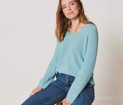 Вязаный свитер Tchibo, светло-синий