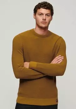 Вязаный свитер TEXTURED CREW Superdry, цвет washed turmeric tan