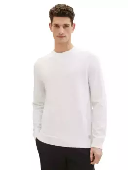 Вязаный свитер TOM TAILOR с логотипом сбоку, цвет Soft Vanilla Melange