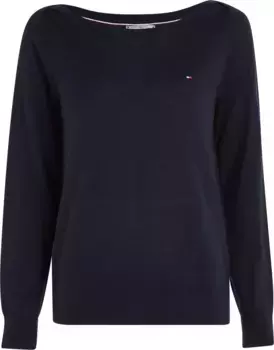 Вязаный свитер Tommy Hilfiger "CO JERSEY STITCH V-NK SWEATER" с флагом с логотипом Tommy Hilfiger, цвет Desert Sky