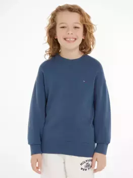 Вязаный свитер Tommy Hilfiger "ESSENTIAL SWEATER", детский до 16 лет с вышивкой логотипа, цвет Aegean Sea