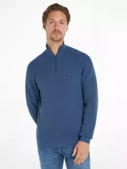 Вязаный свитер Tommy Hilfiger "REFINED STRUCTURE ZIP MOCK", цвет Aegean Sea