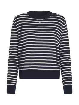 Вязаный свитер Tommy Jeans "TJW ESSENTIAL CREW NECK SWEATER" с вышитым логотипом, белый