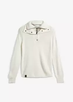Вязаный свитер troyer с воротником 2 в 1 Bpc Bonprix Collection, белый