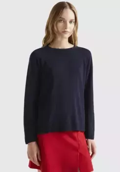 Вязаный свитер United Colors of Benetton с рукавами реглан, цвет морской волны