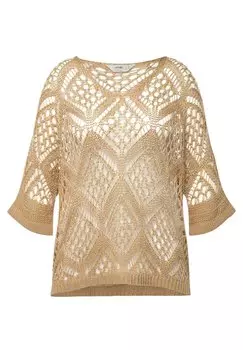 Вязаный свитер V-Ausschnitt Angel of Style, бежевый