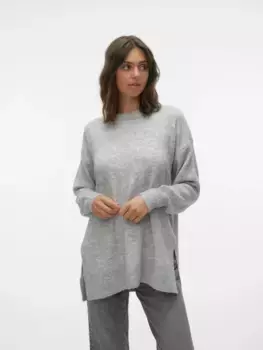 Вязаный свитер Vero Moda "VMFILUCA LS O-NECK LONG PULLOVER GA NOOS", серый